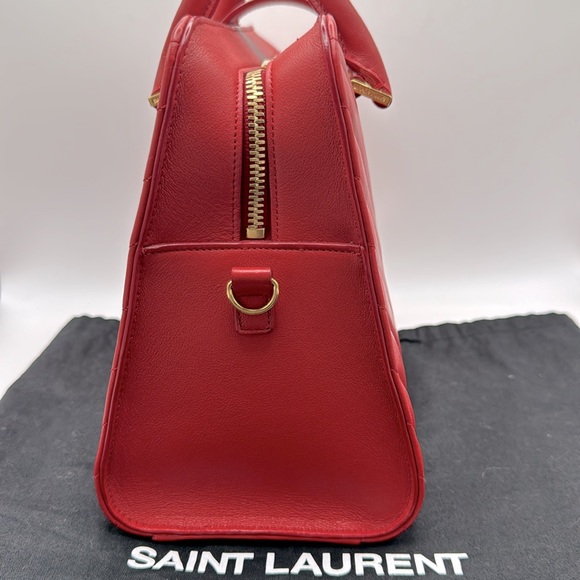 YVES SAINT LAURENT Red Matelasse Quilted Cabas Monogram YSL Leather - Picture 5 of 16